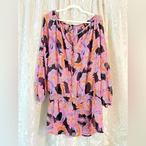 Jones New York Multi-Color Paisley Peasant Blouse